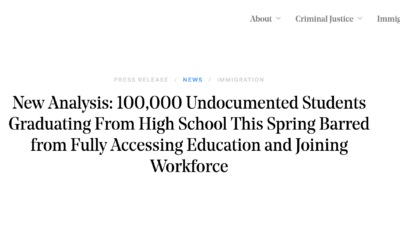 FWD.US - Nuevo análisis: 100.000 estudiantes indocumentados que se gradúan esta primavera no pueden acceder plenamente a la educación superior.